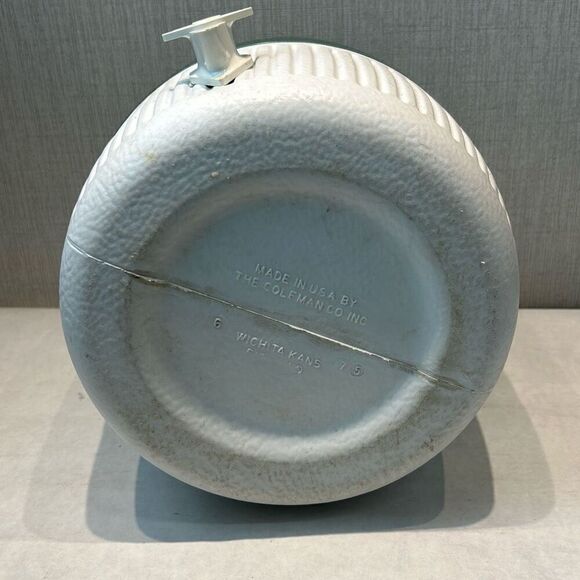 Vtg Coleman Water Jug Cooler Drink Dispenser Green White Round 1970s 1 Gallon - Picture 11 of 13